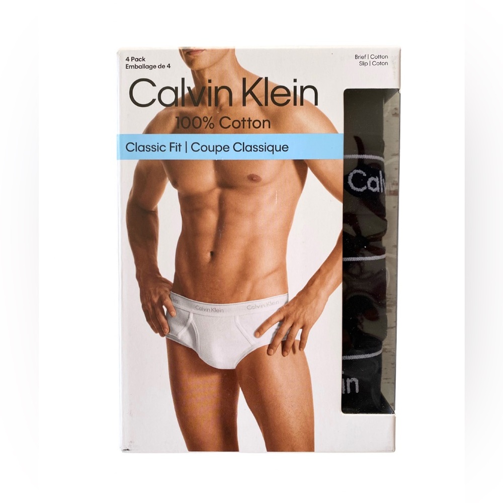 NWT Calvin Klein Briefs 100% Cotton Classic Fit in Black 4 Pack Men’s Small